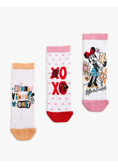 Koton 3'lü Çorap Seti Minnie Mouse Baskılı Lisanslı Multıcolor 5wkg80084aa Mavi