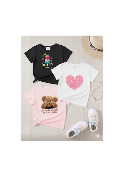 Stil-x Yeniz Sezon 3' Lü Takım Kız Çocuk Tshirt, Çok Renkli, %100 Pamuk Çok Renkli-y1 Stil-x Yeniz Sezon 3' Lü Takım Kız Çocuk Tshirt, Çok Renkli, %100 Pamuk Çok Renkli-y1