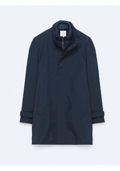 Kip Lacivert Oversize Fit Kruvaze Yaka Casual Dokuma Pardesü Lacivert