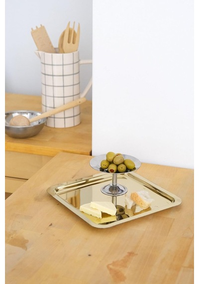 Kare Gold Servis/sunum Tepsi