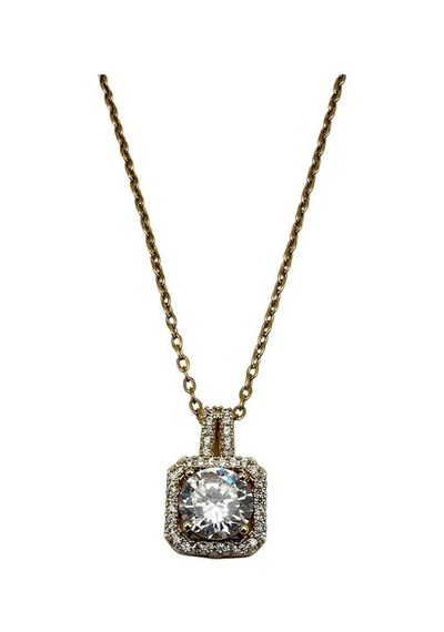 Arnes Jewelry Çelik Zirkon Taşlı Kolye Gold