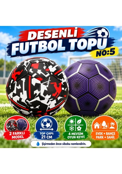 Veraura Lifestyle Desenli Futbol Topu No:5 Çok Renkli