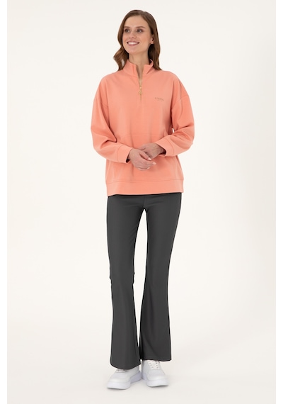 U.S. Polo Assn. Kadın Somon Dik Yaka Fermuarlı Sweatshirt 50297316-VR047 U.S. Polo Assn. Kadın Somon Dik Yaka Fermuarlı Sweatshirt 50297316-VR047