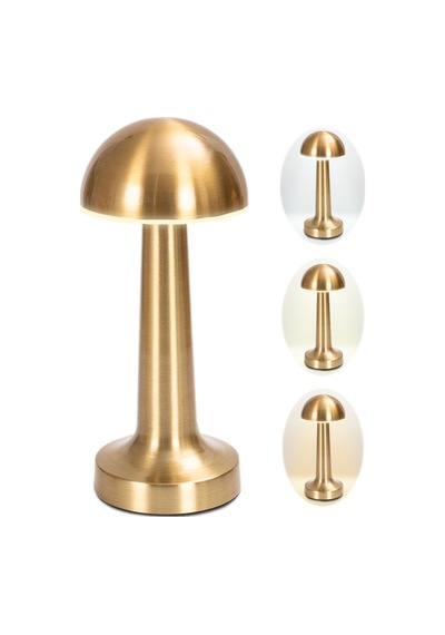 Noas Yl86-1230 Atina Gold Üç Renkli Dokunmatik Masa Lambası - Şarjlı Dimlenebilir Type-c Altın