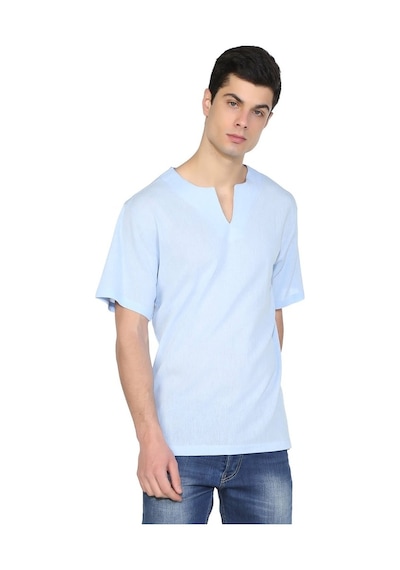 Büyük Beden Kısa Kol Şile Bezi Bisiklet Yaka Erkek Tshirt Buz Mav