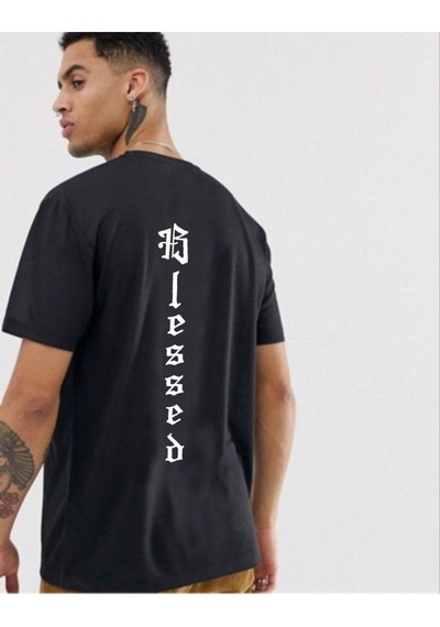 Flood Of Style Erkek Siyah Dlessed Baskılı Oversze Bisisklet Yaka Tişört