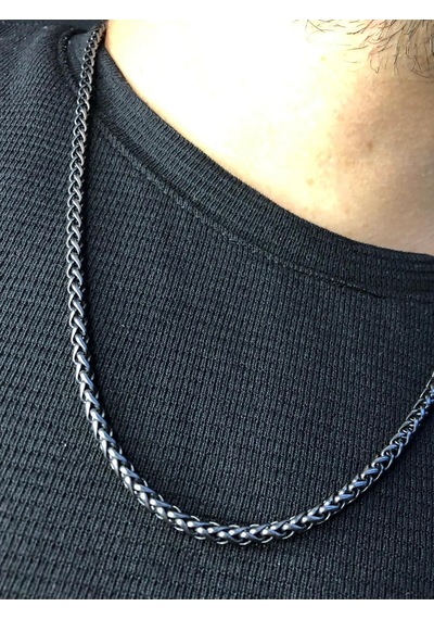 Spiga Model Siyah Kaplama Işıklı Kutuda Sevgiliye Eşe Babaya Hediye Çelik Kolye