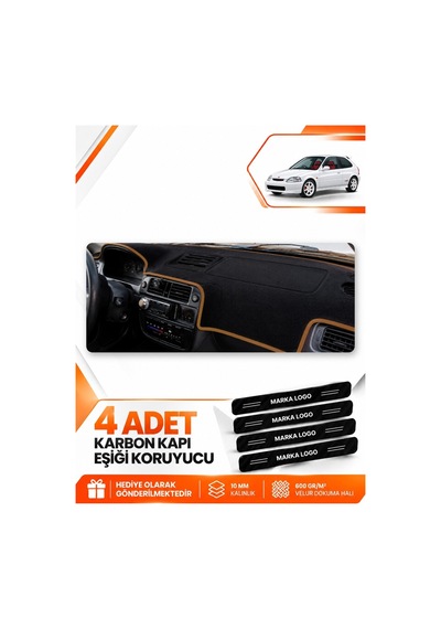 Honda Civic Ek-ej-em 1995-2000 Uyumlu Ön Torpido Koruma Kılıfı Örtüsü - Siyah Kahverengi