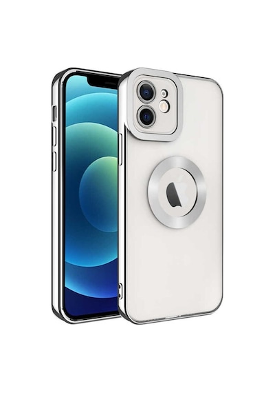 Apple Uyumlu iPhone 11 Kılıf Kamera Korumalı Logo Gösteren Zore Omega Kapak Gümüş