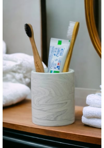 Banyo Seti Diş Fırçalık, Diş Macunluk, Makyaj Organizeri,kalemlik Gri