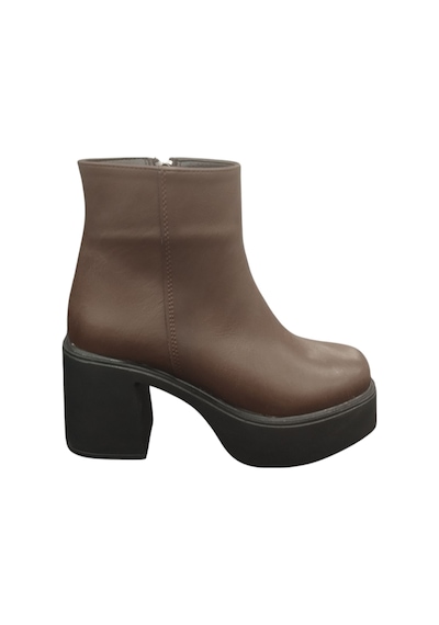 Ventes 914301z 8 Cm Platform Topuk Yandan Fermuarlı İçi Polarlı Günlük Kadın Bot Kahve