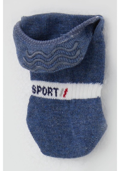 Katamino Erkek Çocuk Babet Çorap Sport Yazı Baskılı 7-14 Yaş, Koyu Mavi