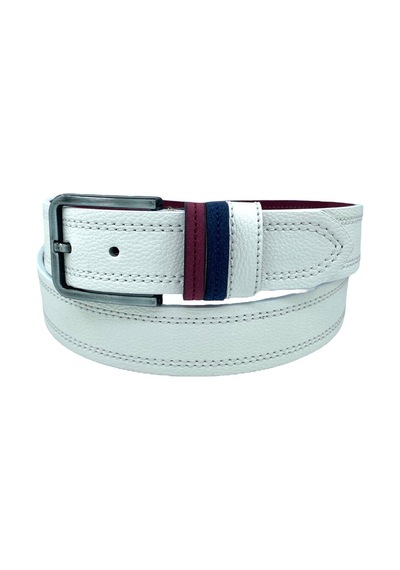 Süzer Deri Beyaz Suni Deri Çift Dikişli Model 4 Cm.lik Unisex Spor Kemer Beyaz