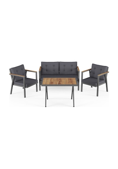 Sierra 2+1+1 Metal İskeletli Suya Dayanıklı Bahçe Balkon Mobilya Takımı Cafe, Salon Koltuk Takımı Antrasit