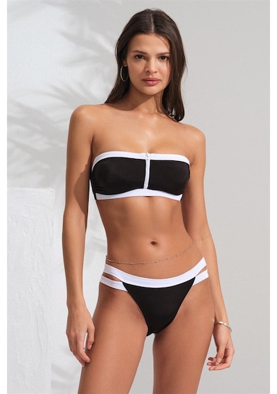 Pierre Cardin 231201 Fermuarlı Soft Straplez Bikini Siyah