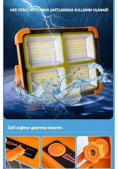Taşınabilir Solarlı Çalışma Ve Kamp Işığı, Powerbanklı Güneş Enerjili Işıldak,fener-150w 200 Lümen 264 Ledli-kçk