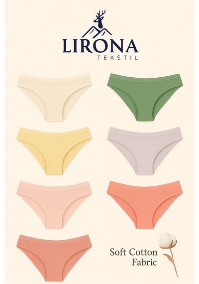 Lirona 7 - Pack Soft Cotton Premium Fabric Slip Briefs Özel Kumaş Esne Mavi