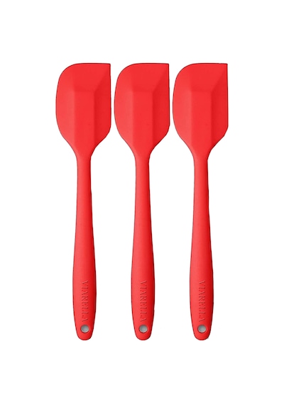 3lü Kırmızı Silikon Spatula Seti Isıya Dayanıklı Yanmaz Yapışmaz