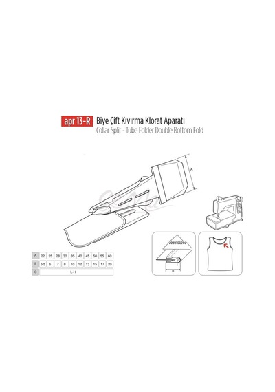 Biye Çift Kıvırma Klorat Etek Apara 60x20mm / Apr 13-r