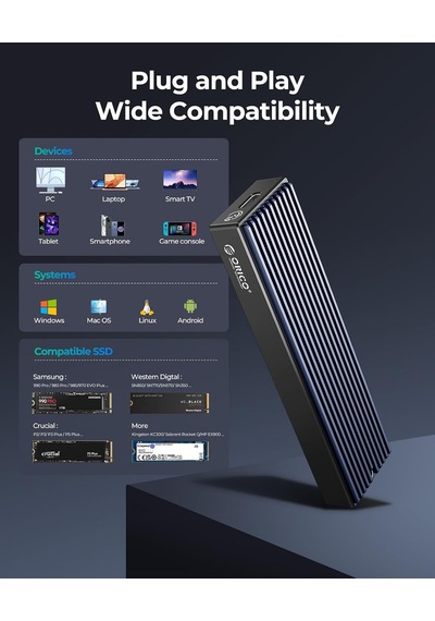 M.2 Nvme Ssd Kılıf Usb C Adaptörü Usb 3.1 Gen2 10gbps Ssd Harici Pcı Sabit Disk Muhafazası İçin M-anahtar M2 2230/2242/2260/2280 Nvme Ssd, Uasp, Smart-m2pv2