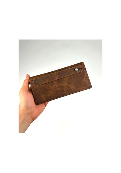 Alphaclub Bag Erkek Hakiki Deri Kahverengi Telefon Bölmeli Uzun Cüzdan Ve Kartlık