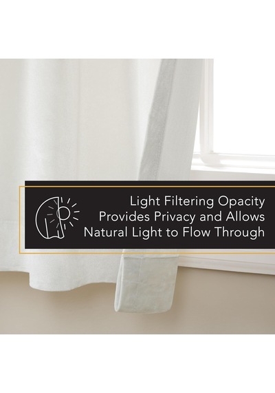 Exclusive Home Curtains, Kadife Pp Pinch Pileli Perde Paneli, 27x84, Kış Beyazı