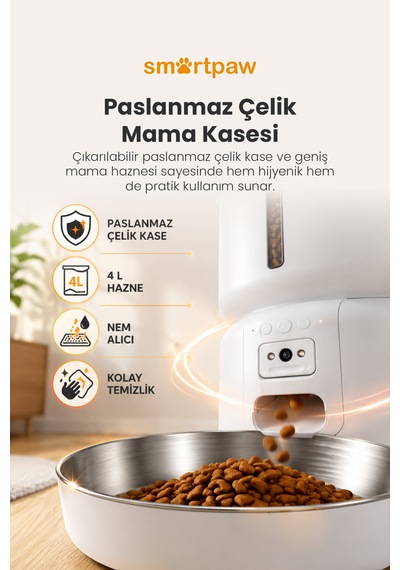 Smartpaw Fresh Feeder Pro Kameralı Akıllı Otomatik Mama Kabı Distribütör Garantili