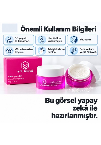 Yues Pap+ Diş Beyazlatıcı Toz Nane Aromalı 12 G Gs-004pn
