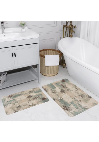 Rovigo Home Baskılı Kaymaz Taban 2 Li Banyo Paspas Takım Rvg5228-100X60-60X50 Çok Renkli