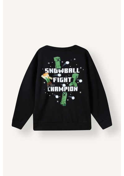 Defacto Yılbaşı Temalı Minecraft Baskılı Bisiklet Yaka Sweatshirt Erkek Çocuk I5170a826wnbk81 Siyah-bk81