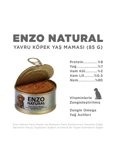 Natural Kuzu Etli Yavru Yaş Köpek Maması 85 Gr X24