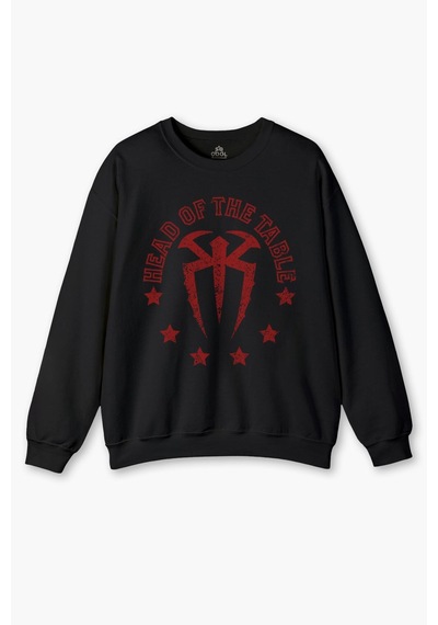 So Cool Siyah Unisex Sweatshirt Head Of The Table Roman Reigns Spor Gym Siyah Baskılı Sweat Siyah