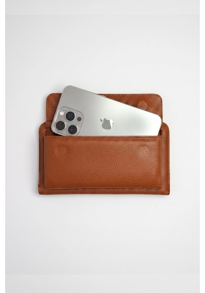 Vanilla Collection Kişiye Özel İsim Baskılı Kadın Deri El Portföyü Cüzdan Telefon Bölmeli Fermuarlı Taba Siyah