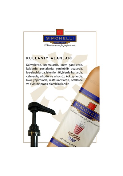 Simonelli Kahve Şurubu Popcorn Aromalı 700 ML + Pompa