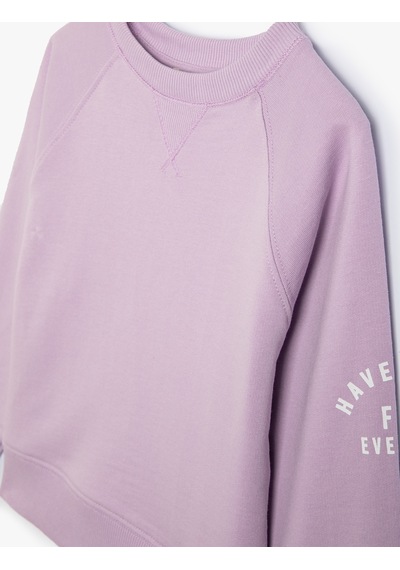 Koton 2'li Şort Sweatshirt Slogan Baskı Detaylı Pamuklu Lila 4skg10181ak Lila