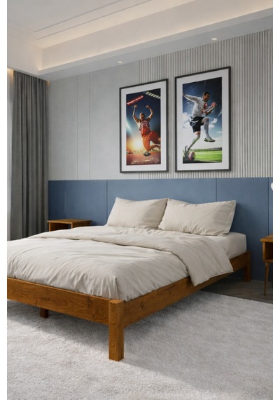 Renazzo Loft Masif Ahşap Karyola Ceviz 160x200 Ceviz - 160 X 200