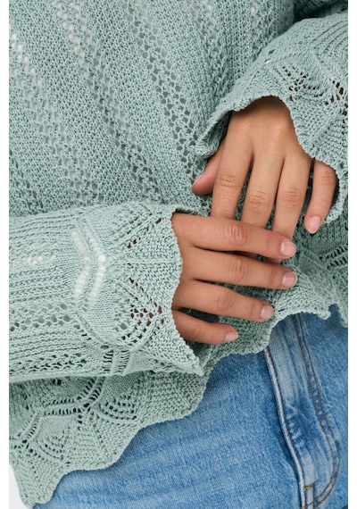Only Kadın Regular Fit V Yaka Mavi Örme Kazak - 15339529 Mavi