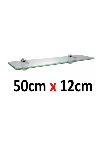 Cam Raf Duvar Monteli Dekoratif Etejer Rafı 50X12Cm