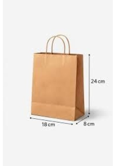 Kraft Çanta 18x8x24 25 Adet Kağıt Poşet Çanta