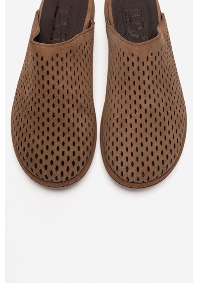 Luvishoes Melara Toprak Süet Hakiki Deri Delikli Önü Kapalı Kadın Terlik