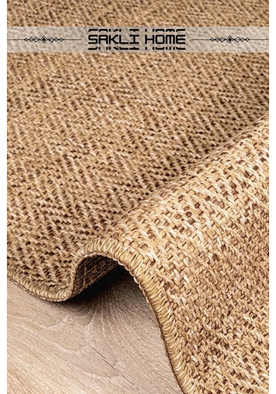 Naturel Sisal Jüt Bej Hasır Halı Yıkanabilir Kaymaz Taban Dokuma Makine Tozumaz Kahverengi