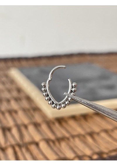 %100 Cerrahi Çelik Damla Çok Toplu Kilitli Çelik Halka Septum Piercing Gümüş