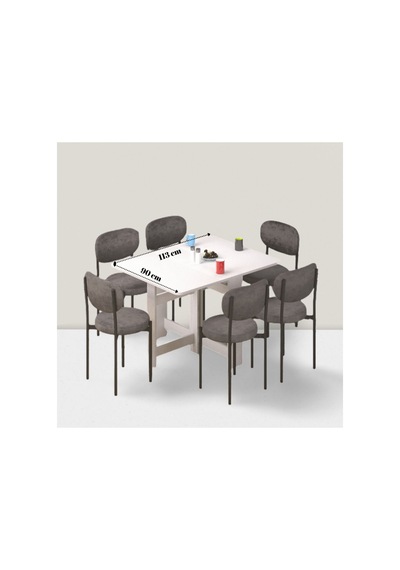 Pratik Katlanır Mutfak Yemek Çalışma Masası - 6 Kişilik - %100 Mdf Kahverengi