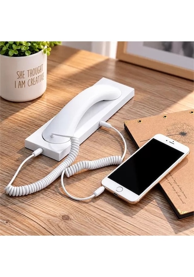 Sh Powermaster Pm-39122 Retro-nostaljik 3.5mm Girişli Beyaz Telefon Ahizesi Najmaddin
