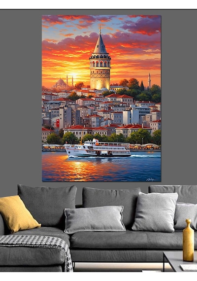 Ahşap Tablo İstanbul Boğazı Vapur Manzarası
