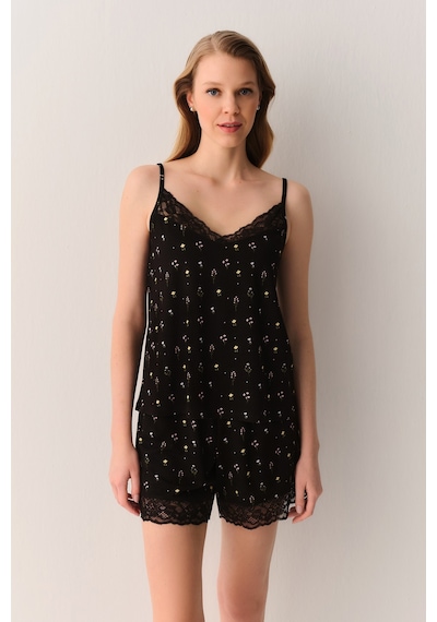 Suwen Lisa Atlet Şort Pijama Takımı Sh26632667325 Siyah