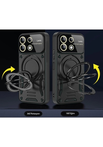 Ilkeshop Newface Xiaomi Redmi Note 13 4g Kılıf Joy Lens Standlı Kapak - Kırmızı