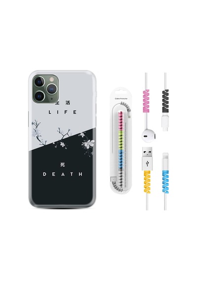 Apple Uyumlu iPhone 13 Pro Kılıf Kablo Koruyuculu Life And Death 1339
