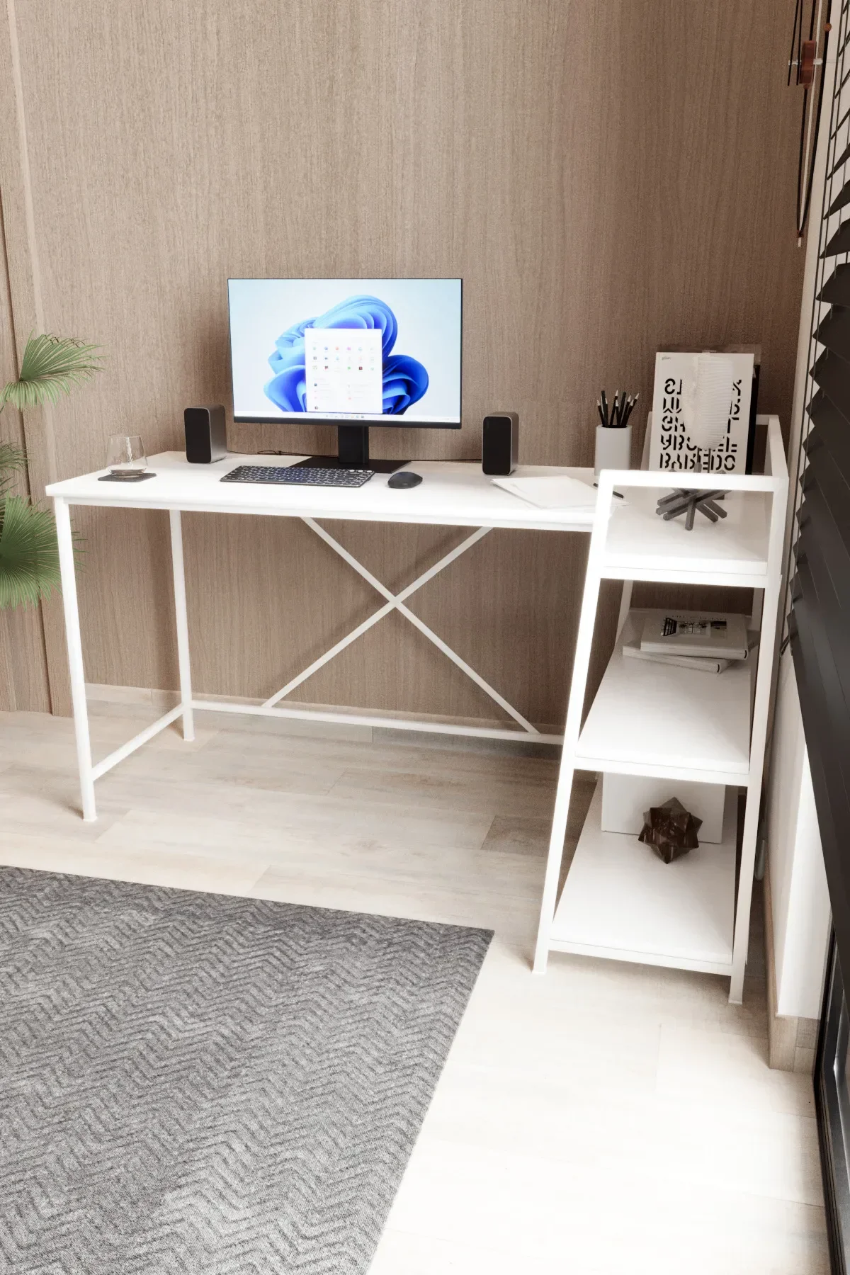 Beyaz Çift Yön Kullanıma Uygun, Raflı Çalışma Masası, Bilgisayar Masası, L Masa, Metal Ayaklı - Bb-l Beyaz Beyaz Çift Yön Kullanıma Uygun, Raflı Çalışma Masası, Bilgisayar Masası, L Masa, Metal Ayaklı - Bb-l Beyaz