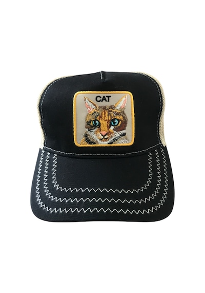 Bd Tekstil Cat Kedi Baskılı Sarı Siyah Şapka Sarı